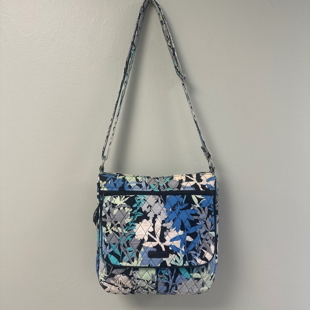 Vera Bradley Midnight Blues Quilted Cotton Crossbody Bag Floral Messenger Purse